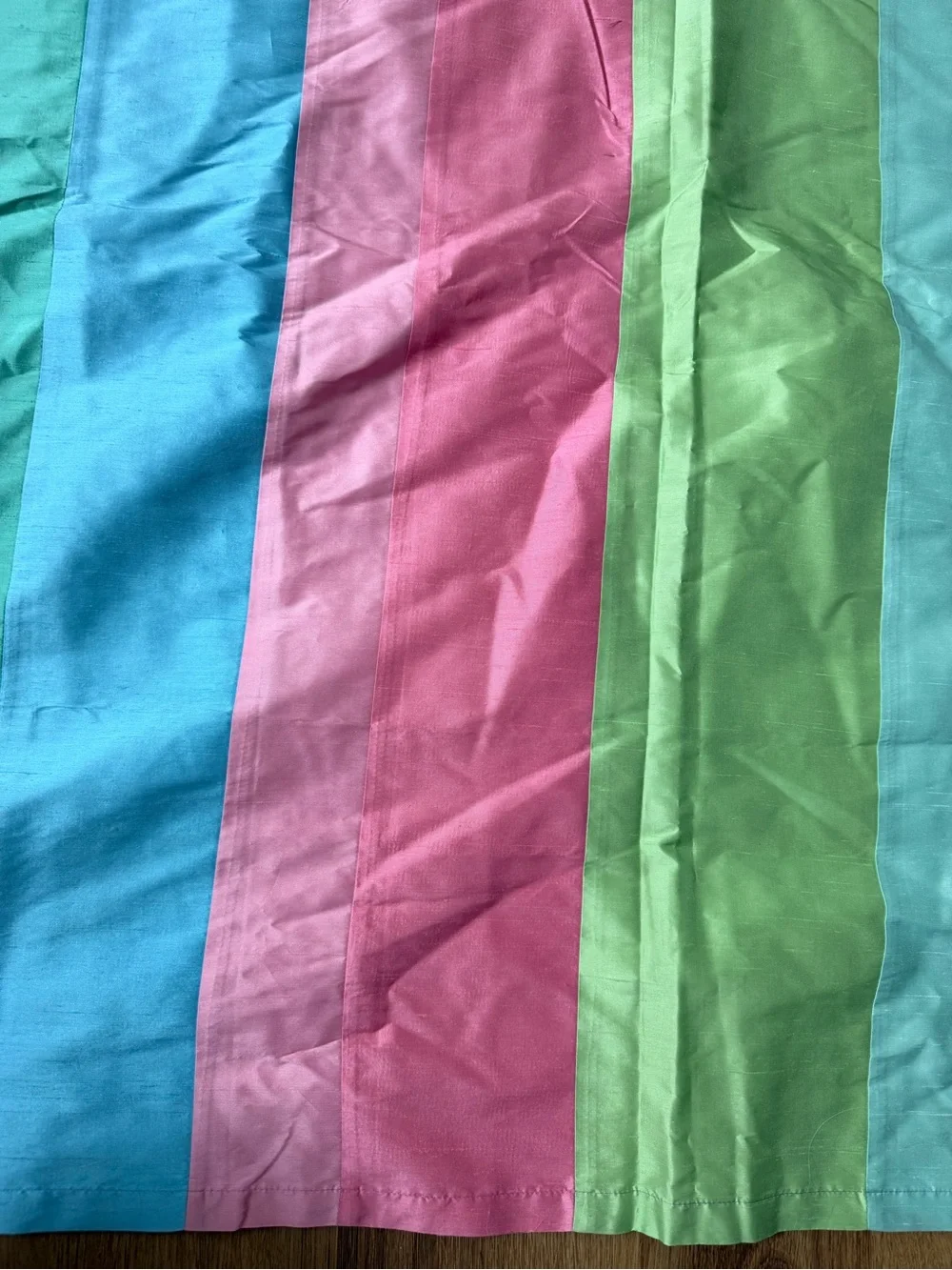 Pottery Barn PB Teen Striped Pastel Curtain Panels Multi Color 100% Silk 2 Sizes